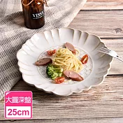 【Homely Zakka】日式創意浮雕亮光面仿窯變釉陶瓷餐盤碗餐具_大圓深盤