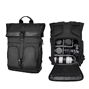 【Prowell】一機多鏡多功能相機後背包 相機保護包 專業攝影背包 單眼相機後背包 WIN-23233 贈送防雨罩 黑色