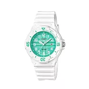 CASIO 卡西歐 LRW-200H 時尚活力亮面錶帶輕巧防水手錶 3C-綠格子