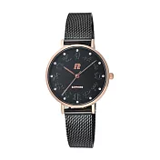 RAINBOW TIME 星座起源米蘭時尚腕錶-玫瑰金X黑