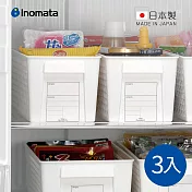【日本INOMATA】日製層架櫥櫃分類用收納籃(窄型)-3入- 白