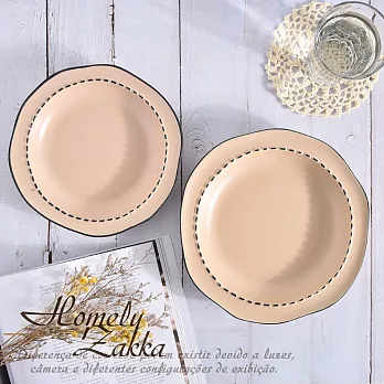 【Homely Zakka】北歐極簡奶油風啞光陶瓷餐盤餐具_大圓深盤(3色任選) 奶油粉