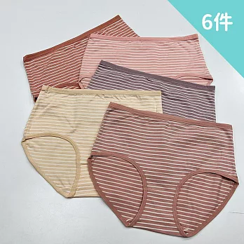 【Wonderland】經典條紋純棉舒適中腰內褲(6件組) FREE 隨機含重覆色