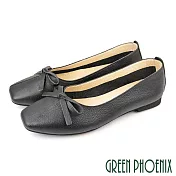 【GREEN PHOENIX】女 娃娃鞋 便鞋 蝴蝶結 芭蕾 平底 通勤 上班 台灣製 US6 黑色