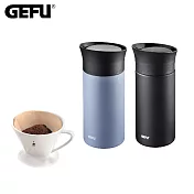 【GEFU】德國品牌按壓式不鏽鋼保溫杯300ml+陶瓷咖啡濾杯組(2杯份)(原廠總代理) 星空藍