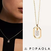 PD PAOLA 西班牙時尚潮牌 迷你鑲鑽字母項鍊 金色簡約項鍊 925純銀鑲18K金 B