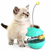 【P&H寵物家】招財貓不倒翁逗貓棒漏食神器(貓漏食玩具/逗貓玩具) 藍色