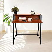 【AOTTO】簡約雙層木紋書桌-80CM(電腦桌 辦公桌 工作桌) 胡桃木色
