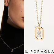 PD PAOLA 西班牙時尚潮牌 迷你鑲鑽字母項鍊 金色簡約項鍊 925純銀鑲18K金 H