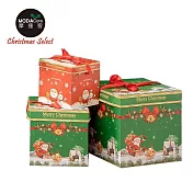 摩達客聖誕-裝飾耶誕禮物盒套組精緻紙盒擺飾(紅&綠色系擇一/含大中小3入/簡易DIY) 綠色