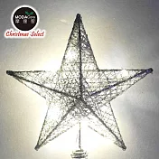摩達客15cm鐵網立體樹頂星含銅線燈 (電池+USB兩用充電)/金色(暖白光) 銀色(暖白光) 銀色