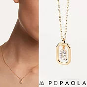 PD PAOLA 西班牙時尚潮牌 迷你鑲鑽字母項鍊 金色簡約項鍊 925純銀鑲18K金 Q