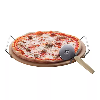 《EXCELSA》披薩刀+12吋石板披薩烤盤 | Pizza 比薩 圓形烤盤