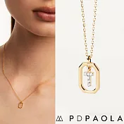 PD PAOLA 西班牙時尚潮牌 迷你鑲鑽字母項鍊 金色簡約項鍊 925純銀鑲18K金 T