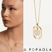 PD PAOLA 西班牙時尚潮牌 迷你鑲鑽字母項鍊 金色簡約項鍊 925純銀鑲18K金 W