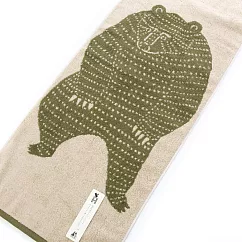 日本型染熊長巾 ─ 花草綠