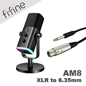 FIFINE AM8 錄音室等級USB/XLR動圈式RGB麥克風(附6.35公頭音源線)