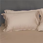【麗塔寢飾】60支紗精梳棉 歐式壓框枕套組 特調系列- 拿鐵+象牙白