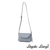 Legato Largo Soft 輕量小法式翻蓋式斜背小包- 灰藍色