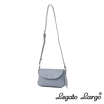 Legato Largo Soft 輕量小法式翻蓋式斜背小包- 灰藍色