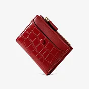 【L.Elegant】韓版時尚鱷魚皮紋 短夾 零錢包(共4色)B868 紅色