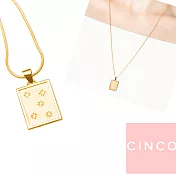 CINCO 葡萄牙精品 Trixie necklace 925純銀鑲24K金 長方型項鍊 鑲鑽星星款