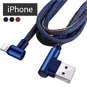 CS22 iPhone 牛仔雙彎頭手機快速充電線(2條/入) 藍色*2
