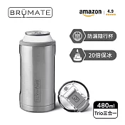 【BrüMate】Trio 飲料鋁罐三合一 保溫保冰杯 | 480ml/16oz  (BruMate/隨行杯/咖啡杯/露營杯) 太空銀