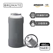 【BrüMate】Trio 飲料鋁罐三合一 保溫保冰杯 | 480ml/16oz  (BruMate/隨行杯/咖啡杯/露營杯) 啞光灰