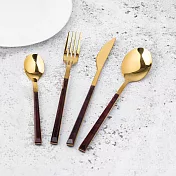 《Mikasa》不鏽鋼刀叉匙餐具16件(琥珀茶金) | 湯匙 叉子 餐刀