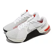 Nike 訓練鞋 Wmns Metcon 8 女鞋 白 紅 健身 重訓 舉重 運動鞋 DO9327-102 23cm WHITE/GREY