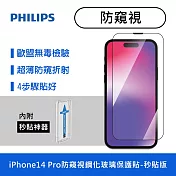 【Philips 飛利浦】iPhone 14 Pro 防窺視鋼化玻璃保護貼-秒貼版 DLK5505/11