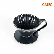 【三洋CAFEC】日本限量款 花瓣濾杯陶瓷款 墨色 V01/1-2人