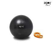 【agoy】瑜伽球組合｜瑜伽球 黑+阻力帶  橘色