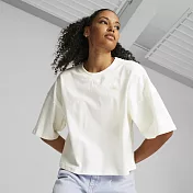 PUMA  流行系列Classics寬鬆短版 女短袖上衣-米白-53805299 L 白色