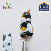 【日本Seeders】日製貓咪造型免鑽釘超黏無痕掛勾-3入-多種花色可選- 三色貓