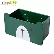 [Conalife] 無痕壁掛折疊小熊瀝水置物盒 （2入）-綠色