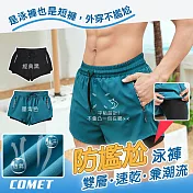 【COMET】雙層寬鬆兩用沙灘游泳褲(6208) XL 墨青色XL