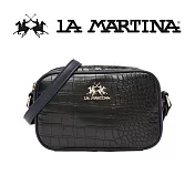 【LA MARTINA】限量2折 頂級金標鱷魚紋皮革肩背包 LMBA01027P 全新專櫃展示品(黑色)