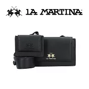 【LA MARTINA】限量2折 頂級金標素面皮革肩背包 LMBA01065T 全新專櫃展示品(黑色)