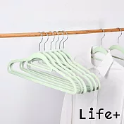 【Life+】360度旋轉無痕防滑植絨衣架10入_ 羅勒綠