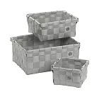 《KELA》Neo長方編織收納籃3件(銀灰) | 整理籃 置物籃 儲物箱