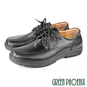 【GREEN PHOENIX】男 紳士皮鞋 商務皮鞋 皮鞋 全真皮 牛皮 綁帶 EU43 黑色