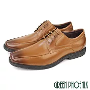 【GREEN PHOENIX】男 紳士皮鞋 商務皮鞋 皮鞋 全真皮 牛皮 綁帶 台灣製 EU40 棕色