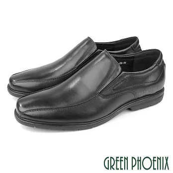 【GREEN PHOENIX】男 紳士皮鞋 商務皮鞋 皮鞋 全真皮 牛皮 直套式 台灣製 EU45 黑色