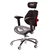 GXG 雙軸枕 雙背工學椅(鋁腳/4D弧面摺疊手) 中灰網座 TW-2706 LUA1D