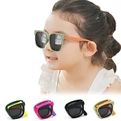 【ALEGANT】輕巧時尚兒童專用輕量矽膠彈性折疊太陽眼鏡/UV400方框摺疊偏光墨鏡 無 鬱金黑
