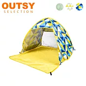 秒開免搭建抗UV雙人野餐沙灘帳篷 藍黃三角