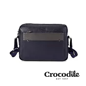 【Crocodile】鱷魚皮件 Cortina 5.0系列 男生斜背包推薦 橫式側背包 真皮包包-0104-10602-新品上市 藍色