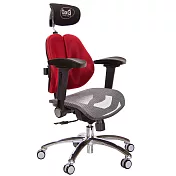 GXG 雙軸枕 雙背電腦椅(鋁腳/4D弧面摺疊手) 中灰網座 TW-2704 LUA1D